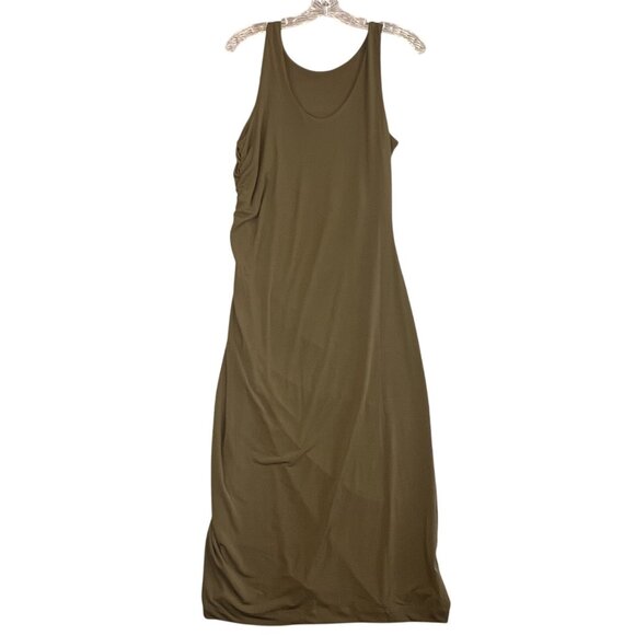 Banana Republic Dress Women Med Green Ruched Maxi Tank Side Slit Summer Casual - Picture 4 of 13